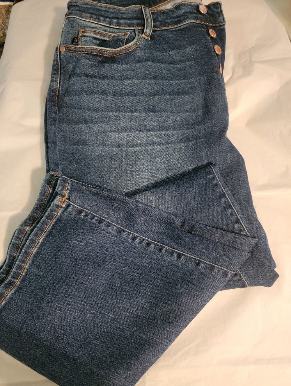 Women's Dark Blue High-Rise Button-Fly Jeans